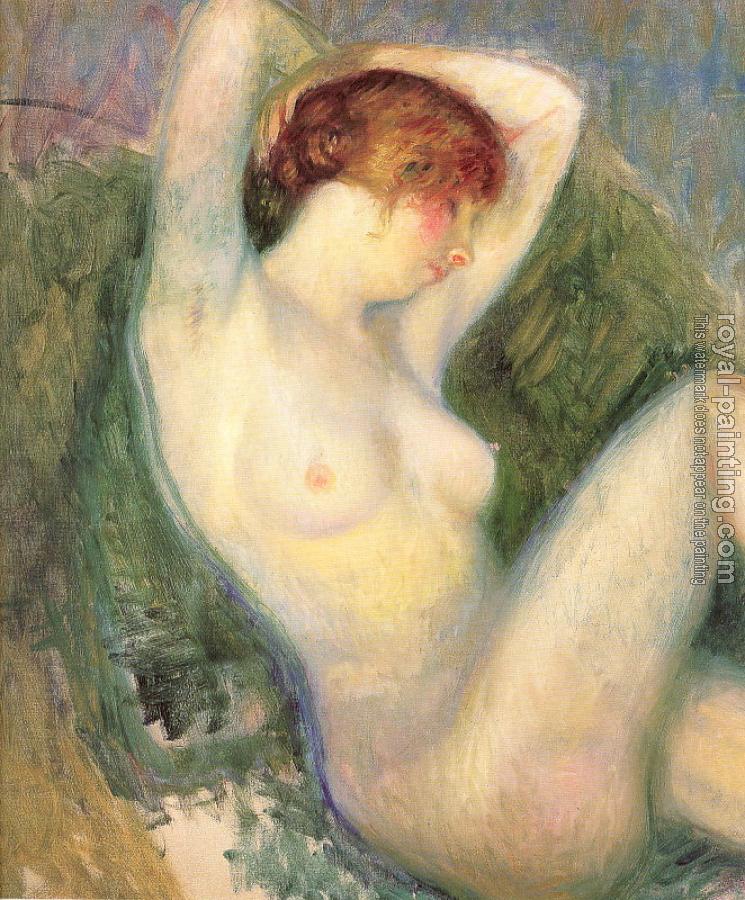 William James Glackens : Nude in green chair